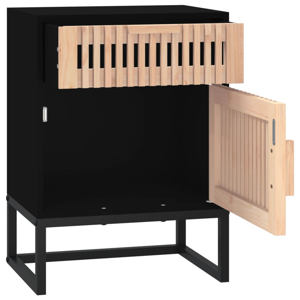 Comodini 2 pz Neri 40x30x55,5 cm Legno Multistrato e Ferro