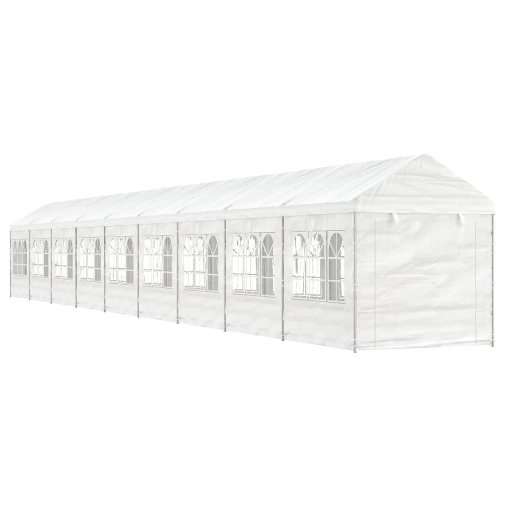 Gazebo con Tetto Bianco 20,07x2,28x2,69 m in Polietilene