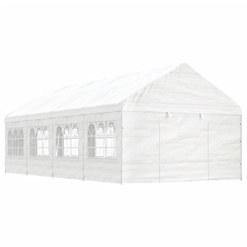 Gazebo con Tetto Bianco 8,92x4,08x3,22 m in Polietilene