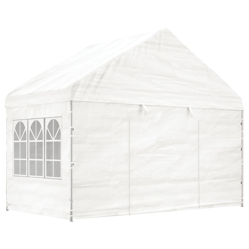 Gazebo con Tetto Bianco 8,92x4,08x3,22 m in Polietilene