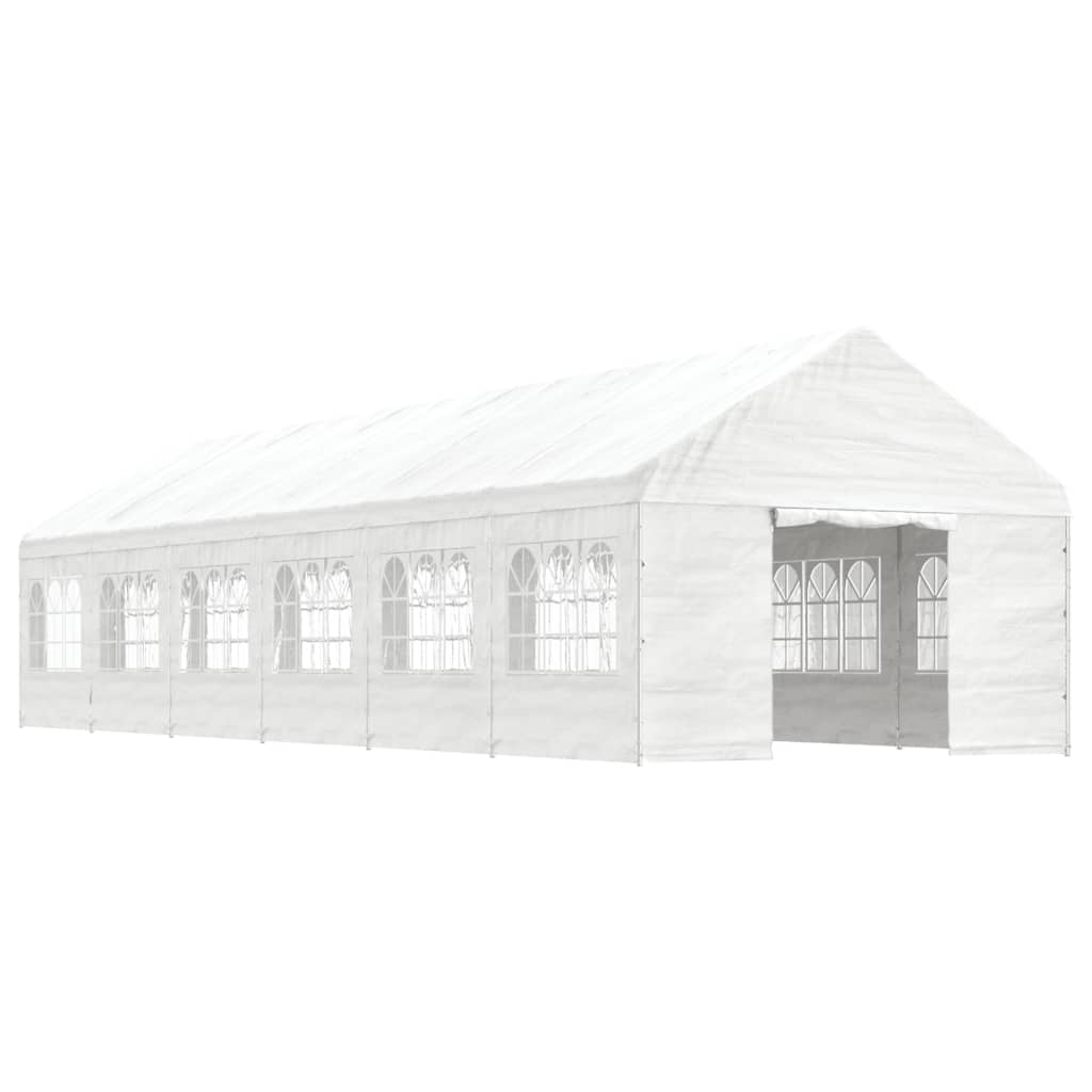 Gazebo con Tetto Bianco 13,38x4,08x3,22 m in Polietilene