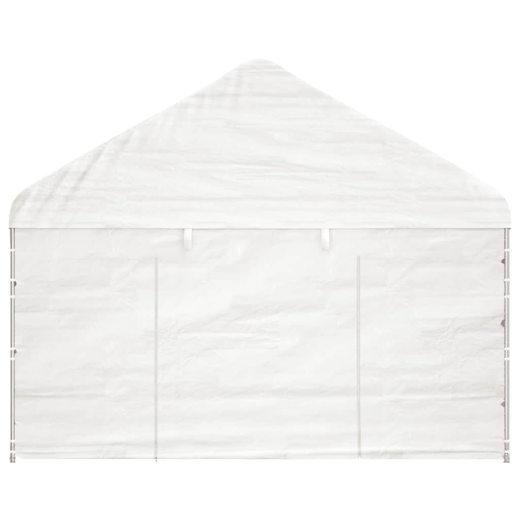 Gazebo con Tetto Bianco 13,38x4,08x3,22 m in Polietilene