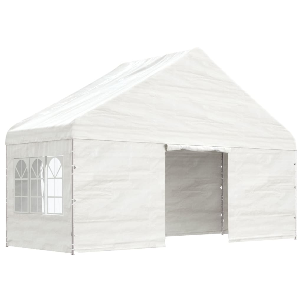 Gazebo con Tetto Bianco 17,84x5,88x3,75 m in Polietilene