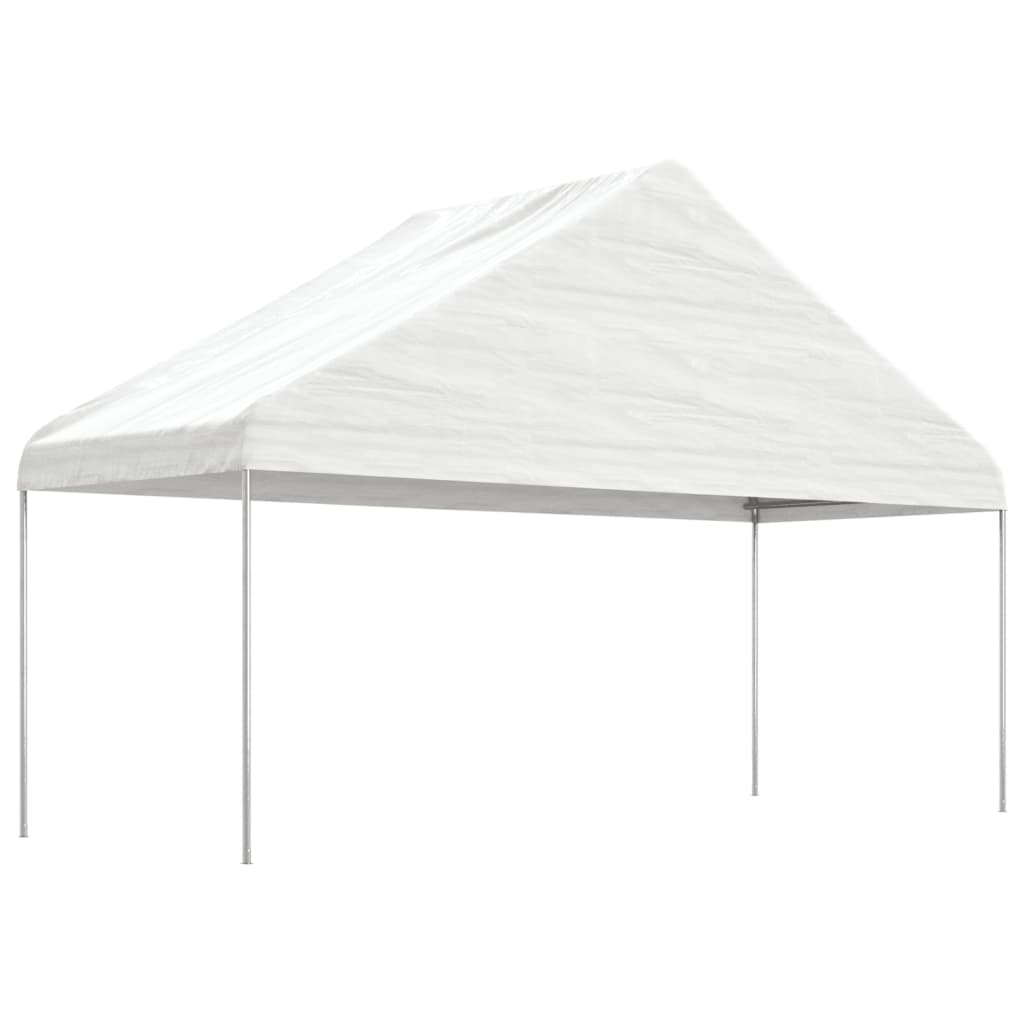 Gazebo con Tetto Bianco 6,69x5,88x3,75 m in Polietilene