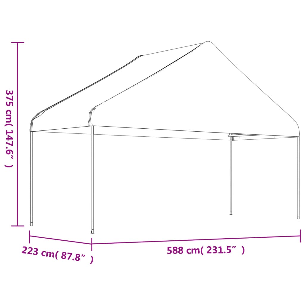 Gazebo con Tetto Bianco 13,38x5,88x3,75 m in Polietilene