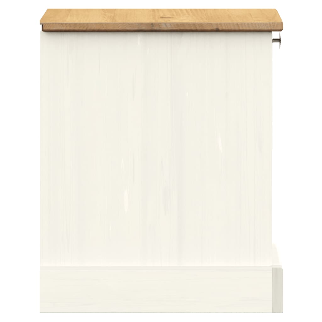 Comodino VIGO Bianco 42x35x42 cm in Legno Massello di Pino