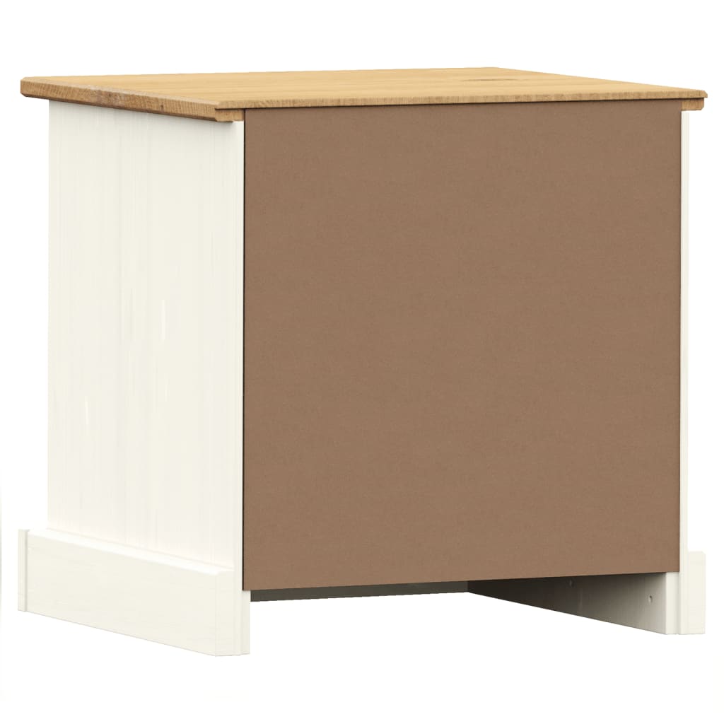 Comodino VIGO Bianco 42x35x42 cm in Legno Massello di Pino