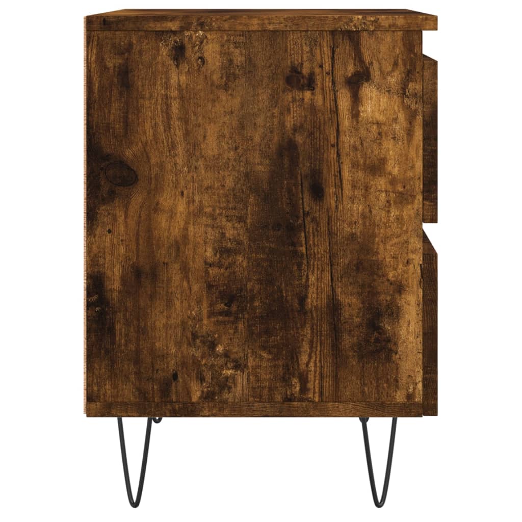 Comodini 2pz Rovere Fumo 40x35x50 cm in Legno Multistrato