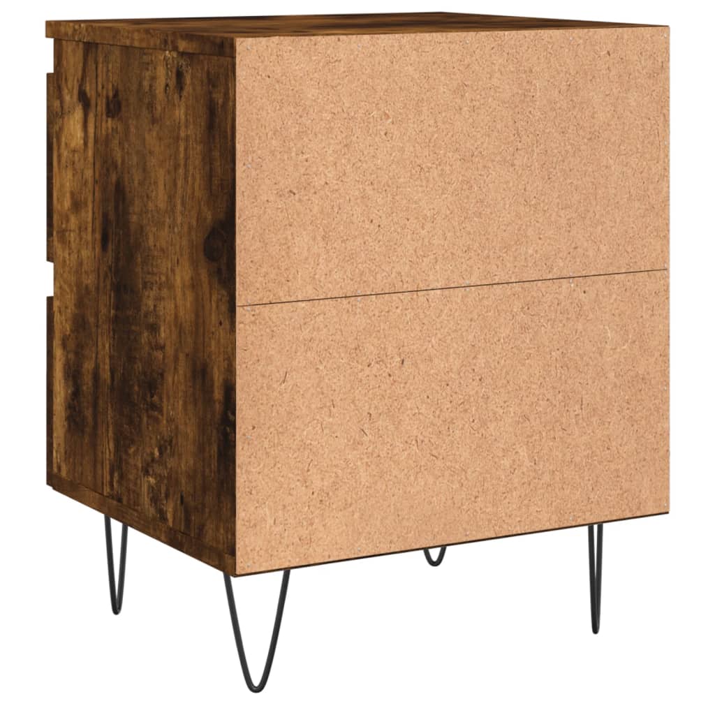 Comodini 2pz Rovere Fumo 40x35x50 cm in Legno Multistrato