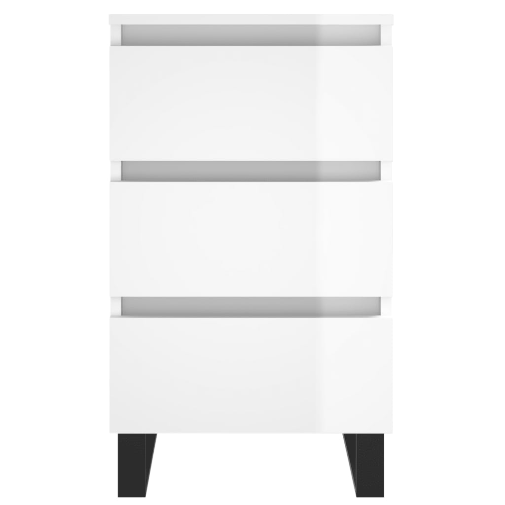 Comodini 2 pz Bianco Lucido 40x35x69 cm in Legno Multistrato