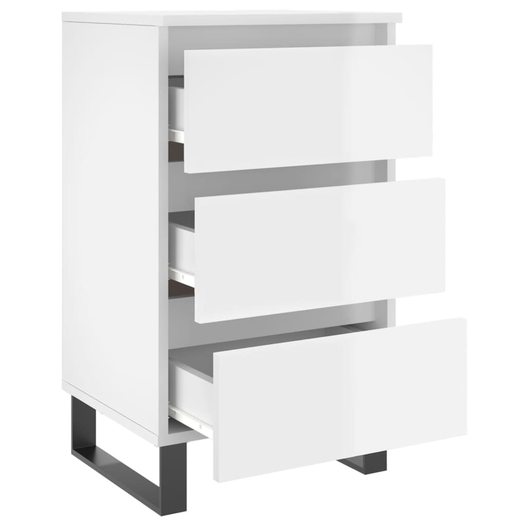 Comodini 2 pz Bianco Lucido 40x35x69 cm in Legno Multistrato