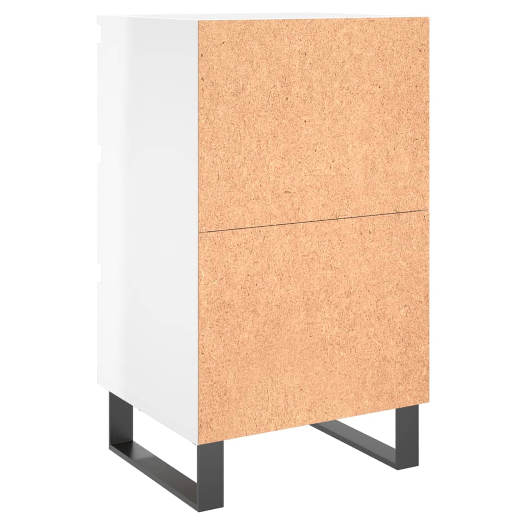 Comodini 2 pz Bianco Lucido 40x35x69 cm in Legno Multistrato