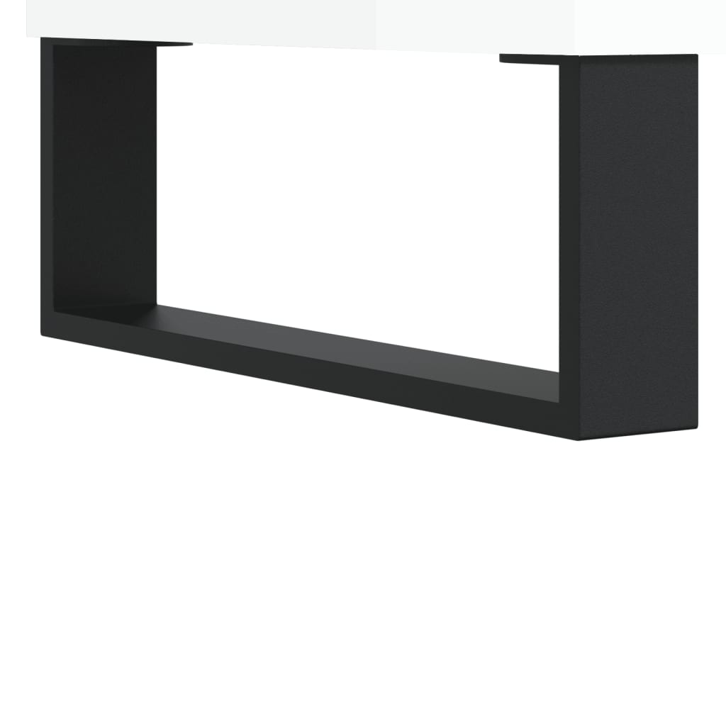 Comodini 2 pz Bianco Lucido 40x35x69 cm in Legno Multistrato