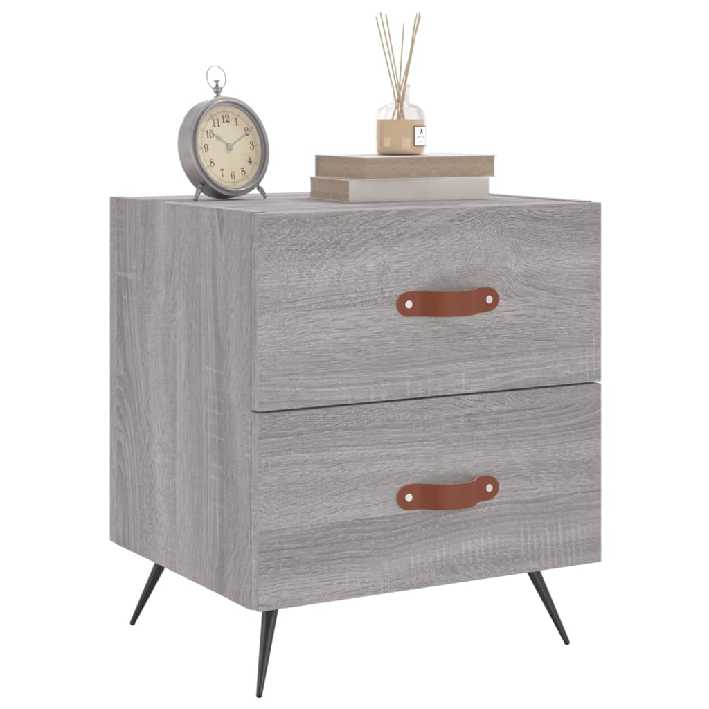 Comodini 2 pz Grigio Sonoma 40x35x47,5 cm in Legno Multistrato