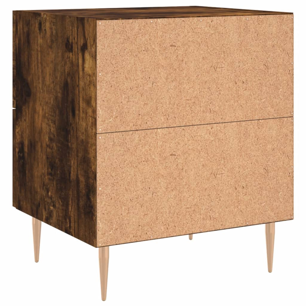 Comodini 2 pz Rovere Fumo 40x35x47,5 cm in Legno Multistrato