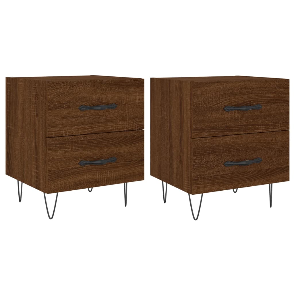 Comodini 2 pz Rovere Marrone 40x35x47,5 cm in Legno Multistrato
