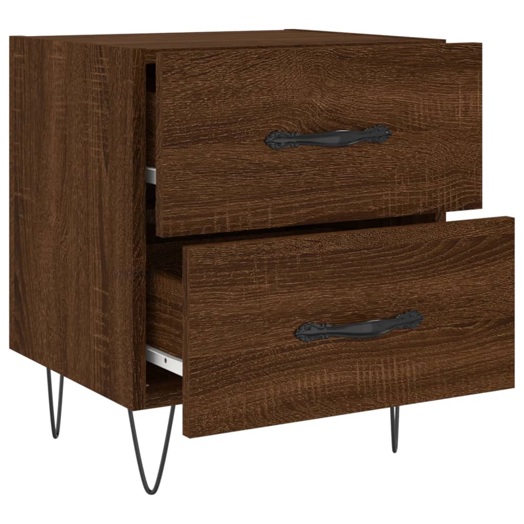 Comodini 2 pz Rovere Marrone 40x35x47,5 cm in Legno Multistrato