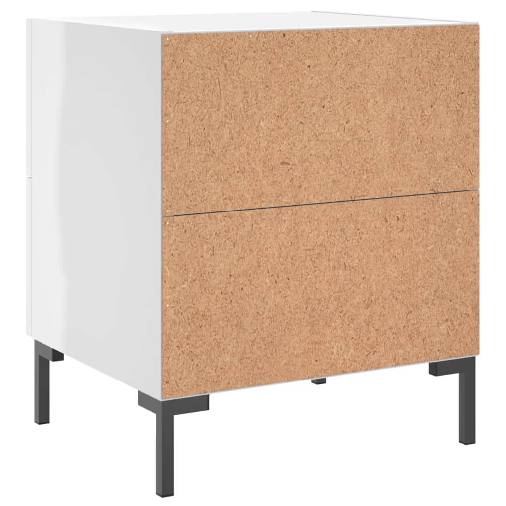 Comodini 2 pz Bianco Lucido 40x35x47,5 cm in Legno Multistrato