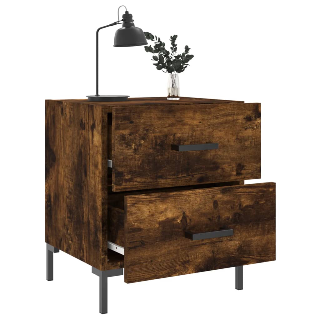 Comodini 2 pz Rovere Fumo 40x35x47,5 cm in Legno Multistrato