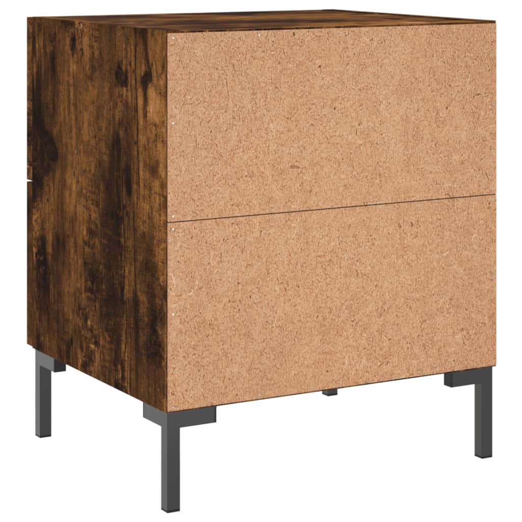 Comodini 2 pz Rovere Fumo 40x35x47,5 cm in Legno Multistrato