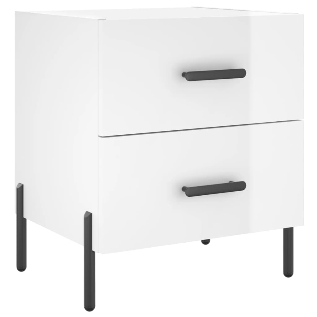 Comodini 2 pz Bianco Lucido 40x35x47,5 cm in Legno Multistrato
