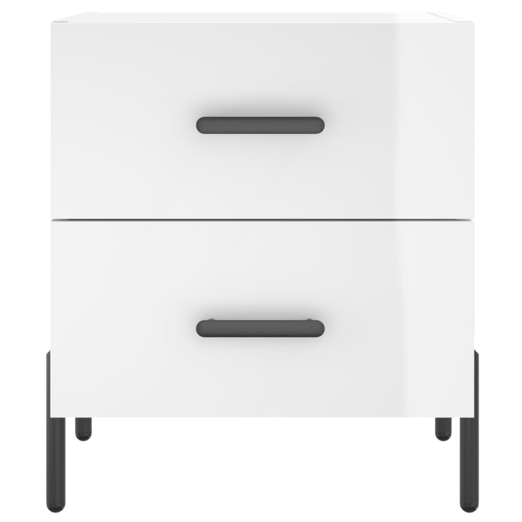 Comodini 2 pz Bianco Lucido 40x35x47,5 cm in Legno Multistrato