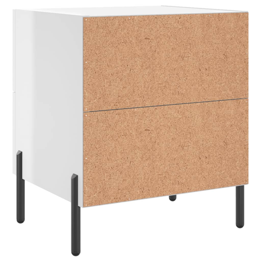Comodini 2 pz Bianco Lucido 40x35x47,5 cm in Legno Multistrato