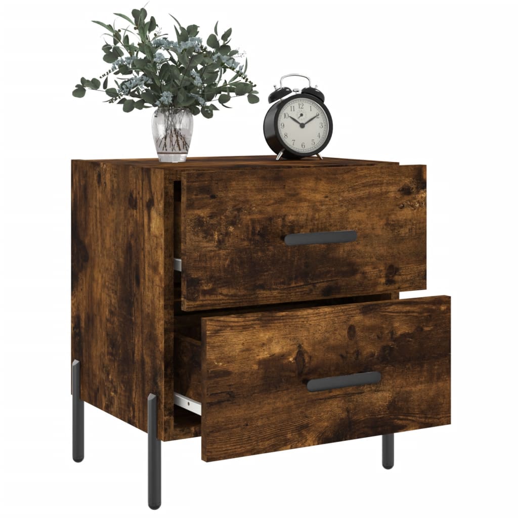 Comodini 2 pz Rovere Fumo 40x35x47,5 cm in Legno Multistrato