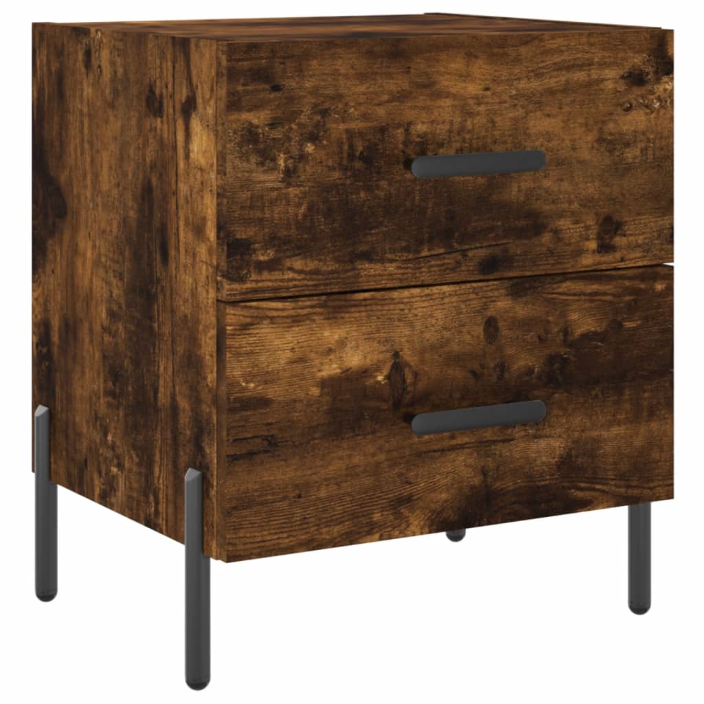 Comodini 2 pz Rovere Fumo 40x35x47,5 cm in Legno Multistrato