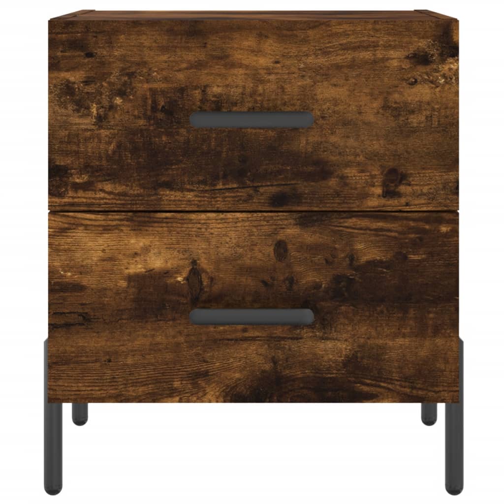 Comodini 2 pz Rovere Fumo 40x35x47,5 cm in Legno Multistrato
