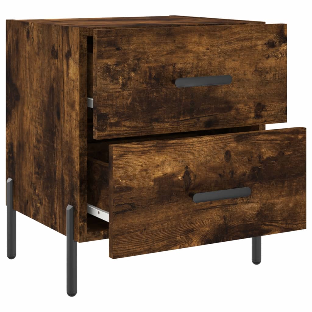 Comodini 2 pz Rovere Fumo 40x35x47,5 cm in Legno Multistrato