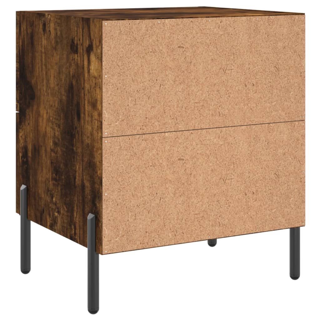 Comodini 2 pz Rovere Fumo 40x35x47,5 cm in Legno Multistrato