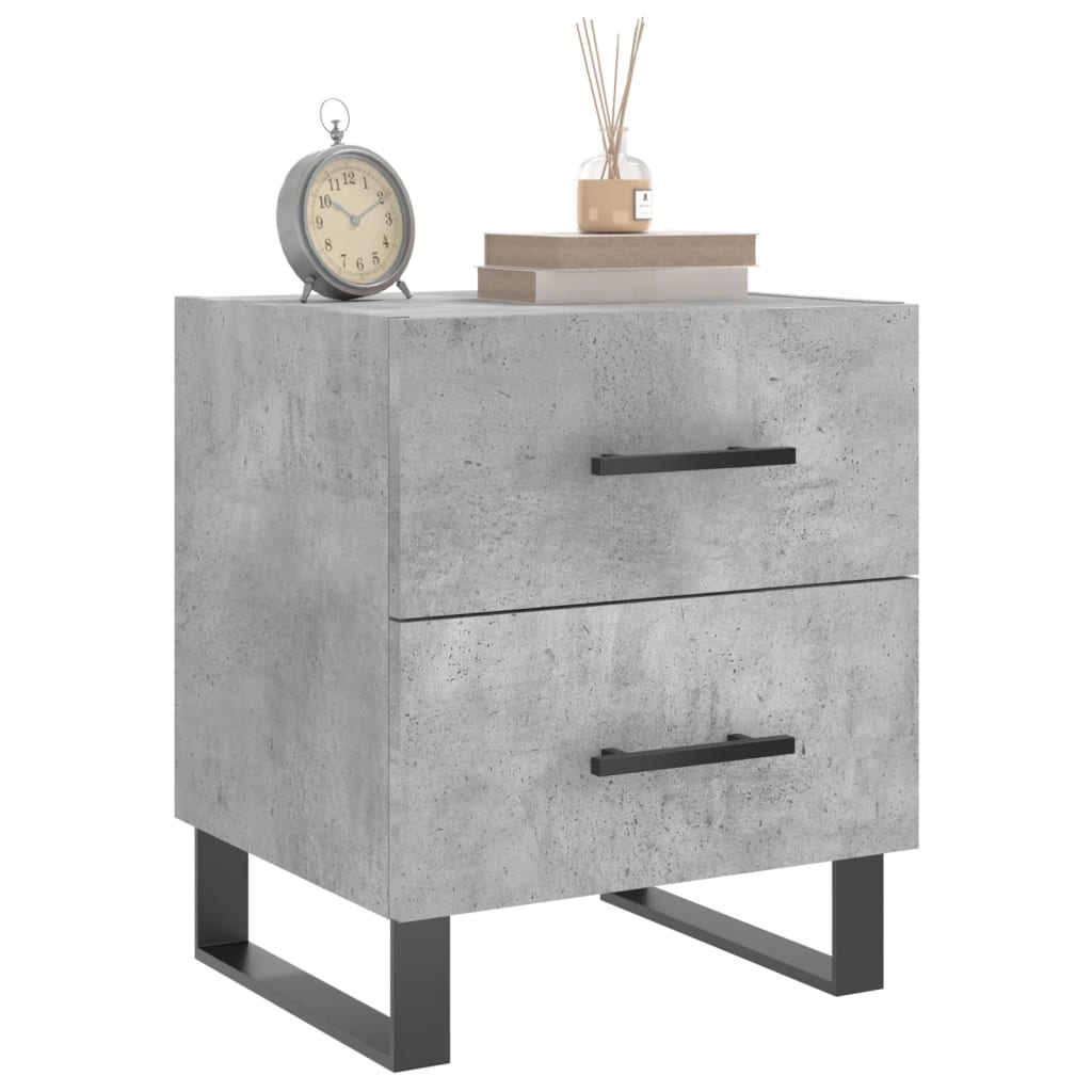 Comodini 2 pz Grigio Cemento 40x35x47,5 cm in Legno Multistrato