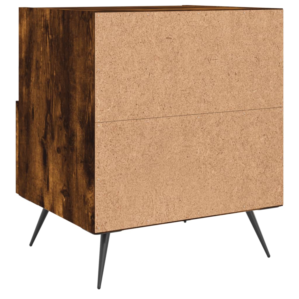 Comodini 2 pz Rovere Fumo 40x35x47,5 cm in Legno Multistrato
