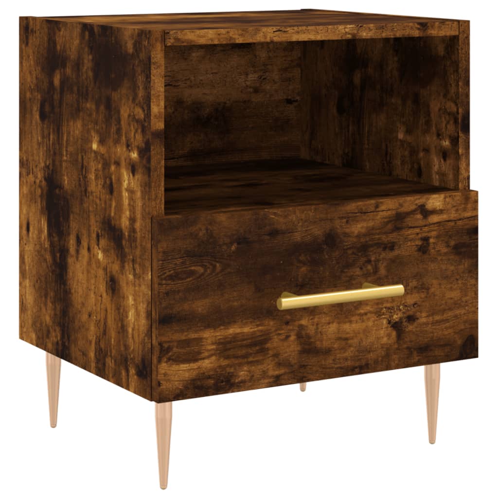 Comodini 2 pz Rovere Fumo 40x35x47,5 cm in Legno Multistrato
