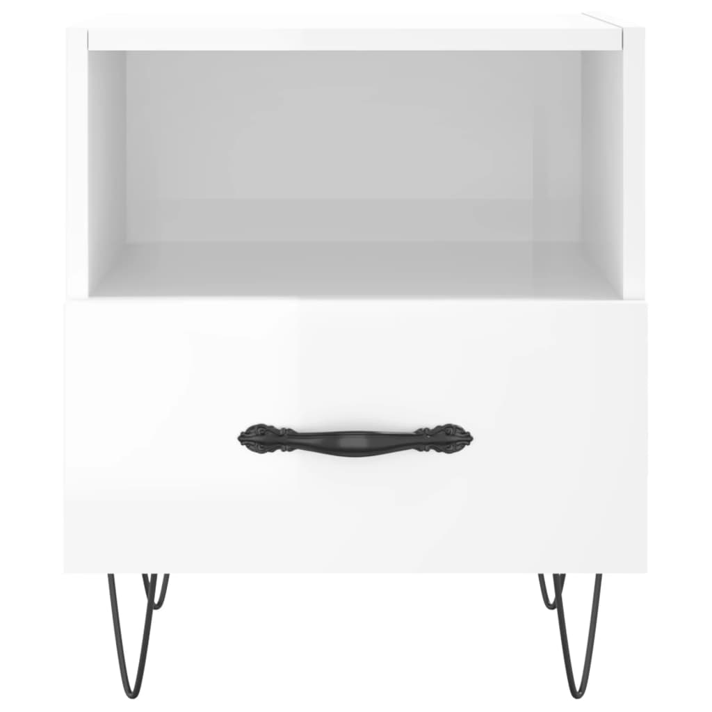 Comodini 2 pz Bianco Lucido 40x35x47,5 cm in Legno Multistrato
