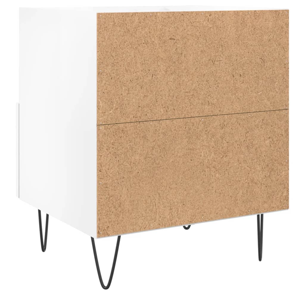 Comodini 2 pz Bianco Lucido 40x35x47,5 cm in Legno Multistrato
