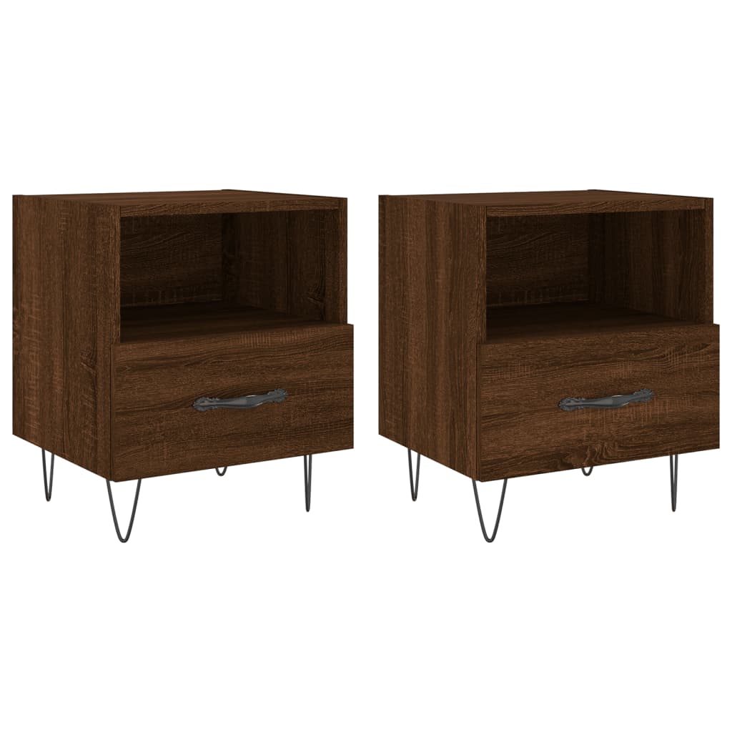 Comodini 2 pz Rovere Marrone 40x35x47,5 cm in Legno Multistrato
