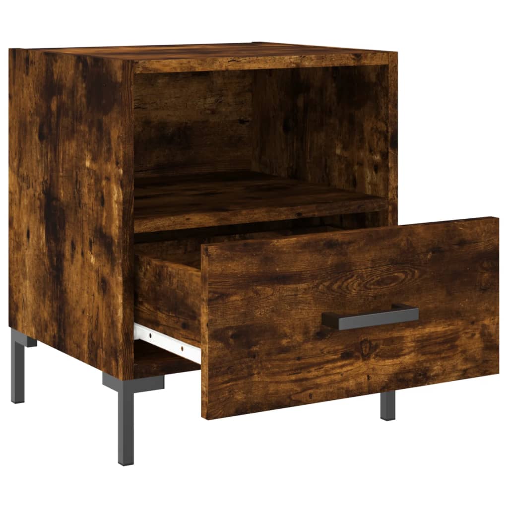 Comodini 2 pz Rovere Fumo 40x35x47,5 cm in Legno Multistrato