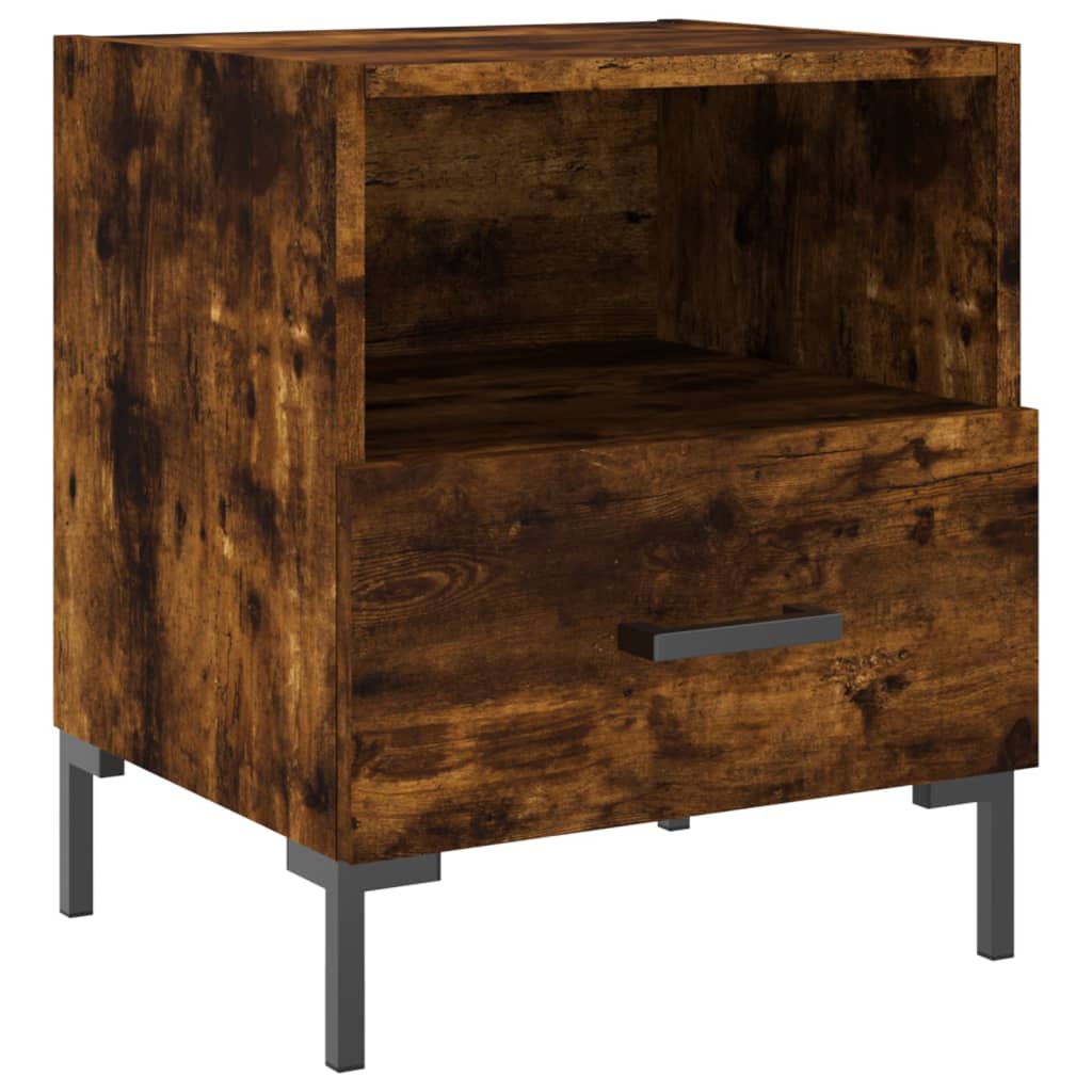 Comodini 2 pz Rovere Fumo 40x35x47,5 cm in Legno Multistrato