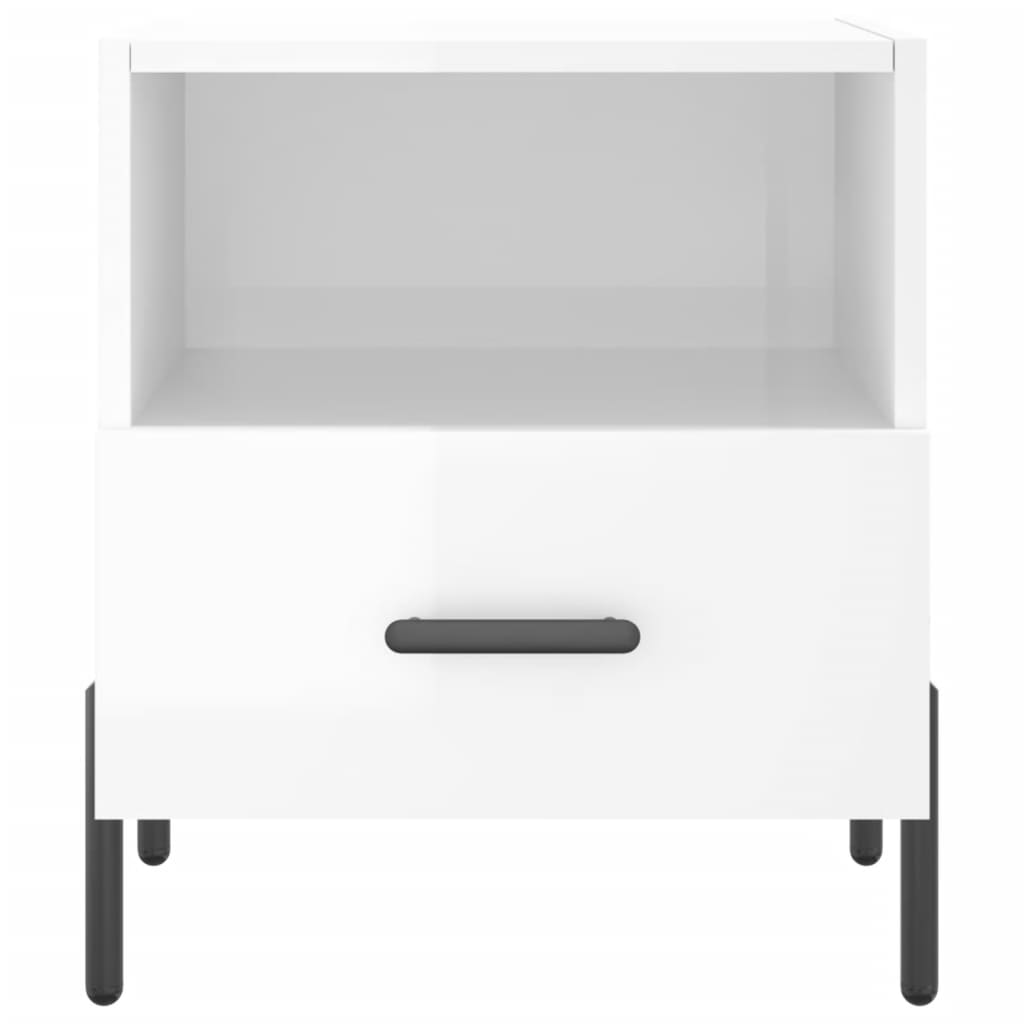 Comodini 2 pz Bianco Lucido 40x35x47,5 cm in Legno Multistrato