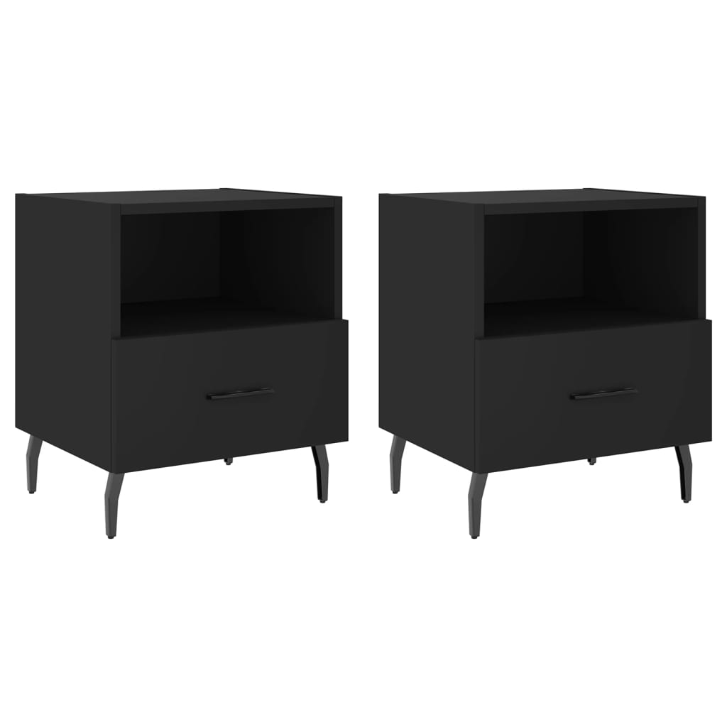 Comodini 2 pz Neri 40x35x47,5 cm in Legno Multistrato