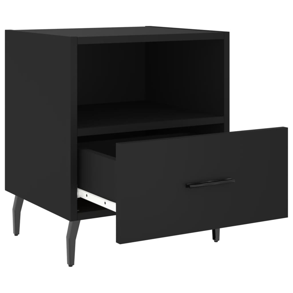 Comodini 2 pz Neri 40x35x47,5 cm in Legno Multistrato