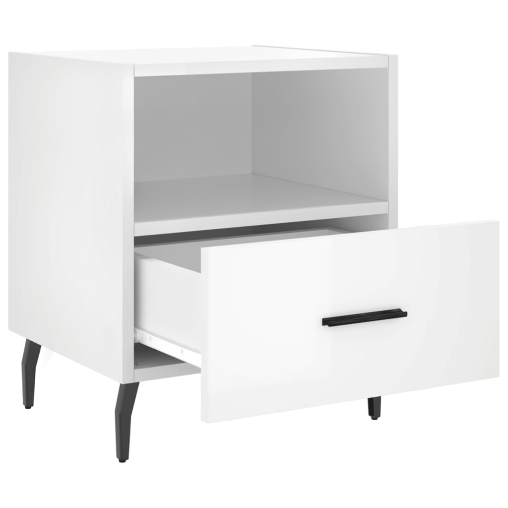 Comodini 2 pz Bianco Lucido 40x35x47,5 cm in Legno Multistrato