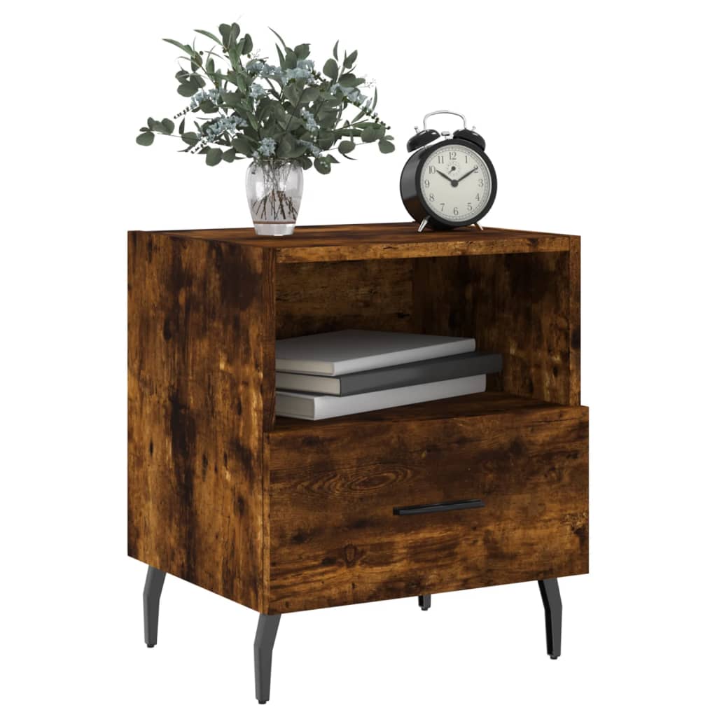 Comodini 2 pz Rovere Fumo 40x35x47,5 cm in Legno Multistrato