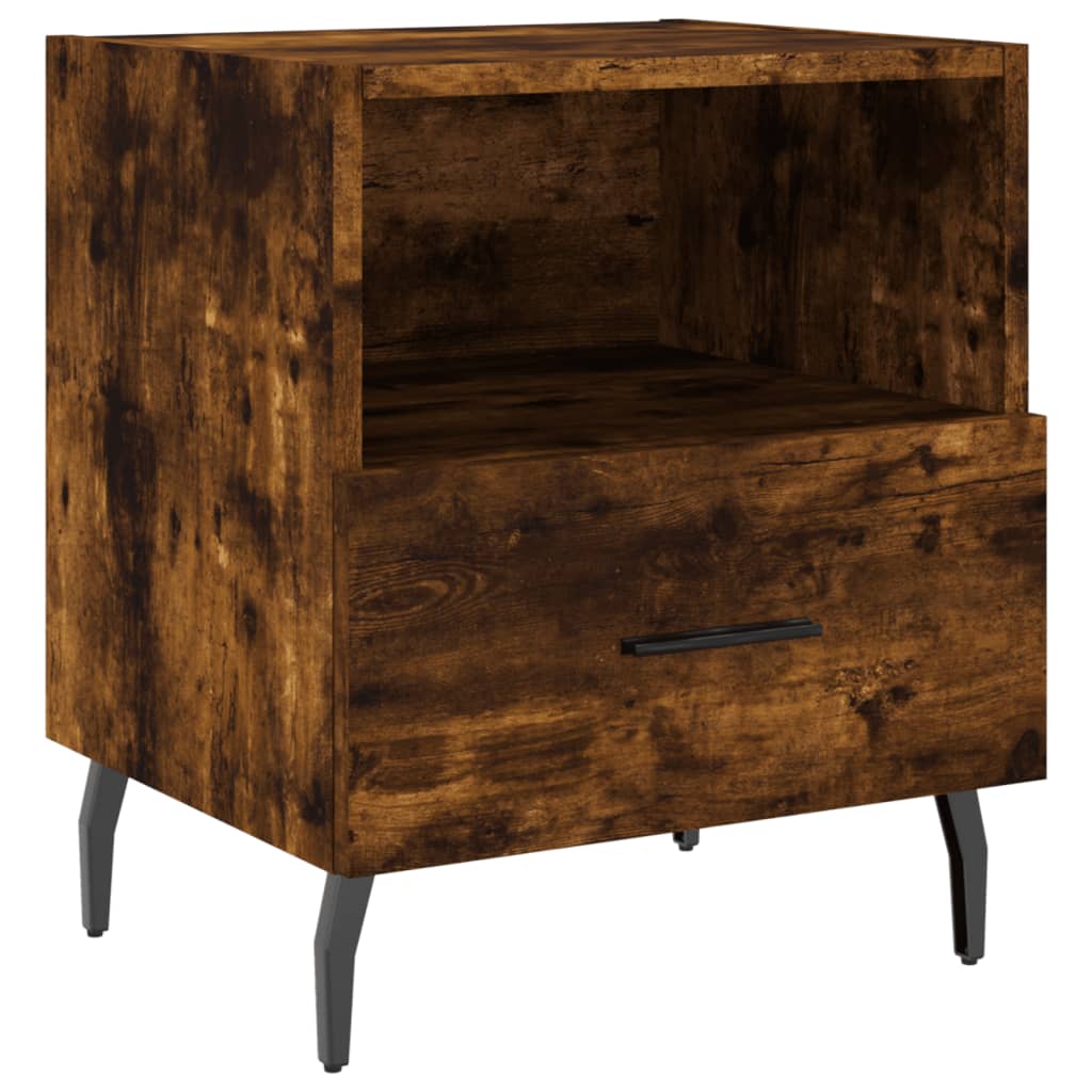 Comodini 2 pz Rovere Fumo 40x35x47,5 cm in Legno Multistrato