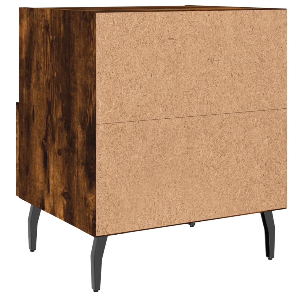 Comodini 2 pz Rovere Fumo 40x35x47,5 cm in Legno Multistrato