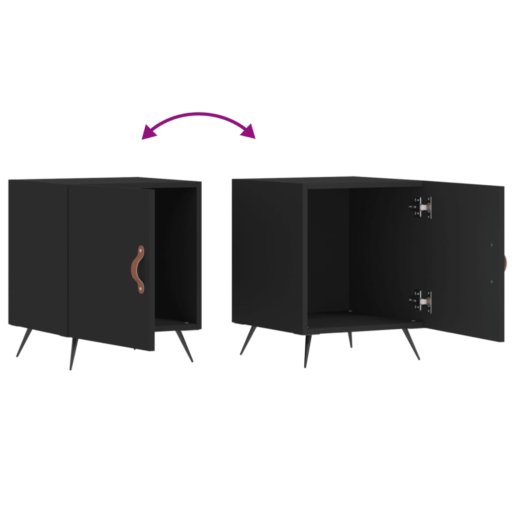Comodini 2 pz Neri 40x40x50 cm in Legno Multistrato