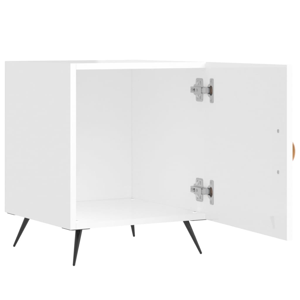 Comodini 2 pz Bianco Lucido 40x40x50 cm in Legno Multistrato