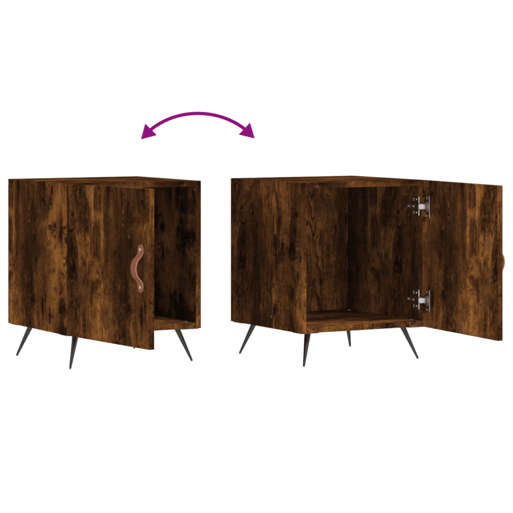 Comodini 2 pz Rovere Fumo 40x40x50 cm in Legno Multistrato